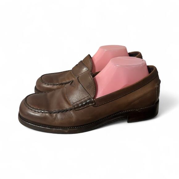 Tods Leather Loafers Mens 9.5 Dress Shoes Penny Bar Made in Italy Brown - Picture 1 of 8